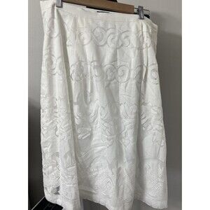 J Crew $128 Womens White Midi Skirt in Ornate Lace Size 14 Style E9057
